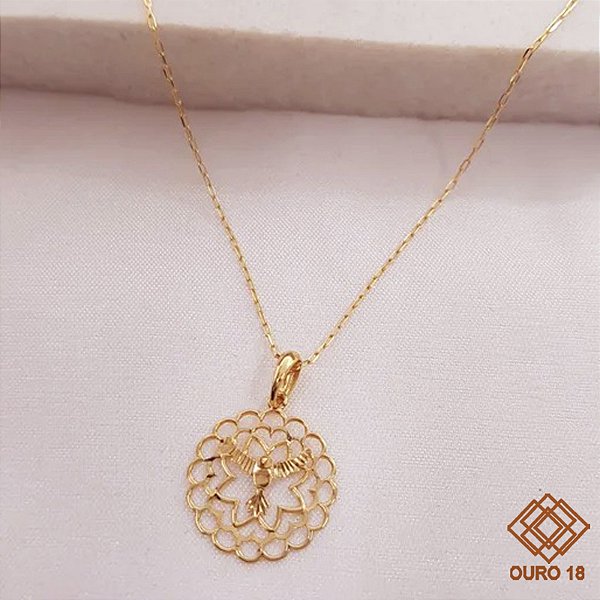 Kit Cordão Ouro 18k + Pingente Espírito Santo Ouro 18k