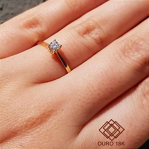 Anel Solitário Ouro 18k Brilhante Moissanite 30Pts