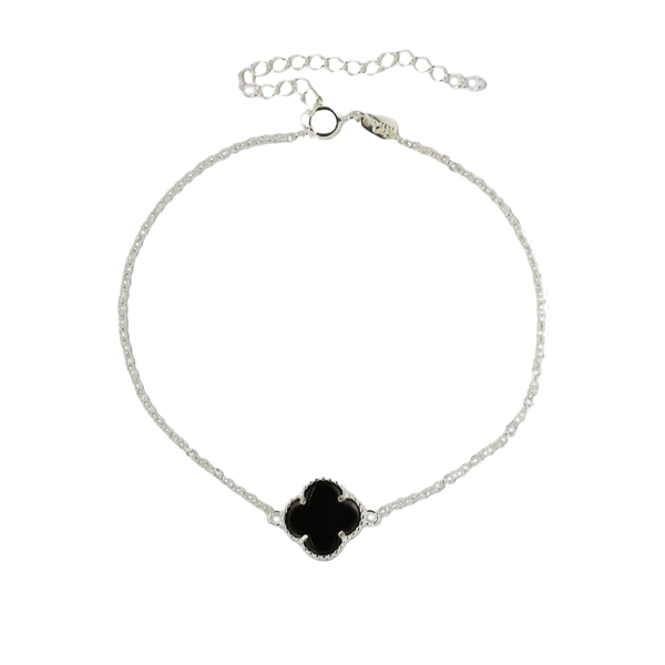 Pulseira Trevo Quatro Folhas Prata 925 Pedra Natural