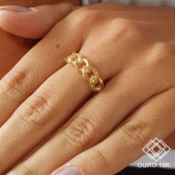 Anel Filigrana Correntes Ouro 18k