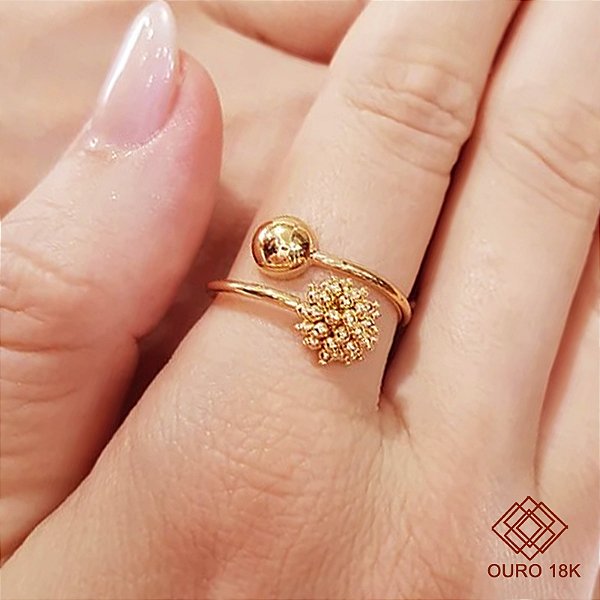 Anel Esferas Ouro 18k