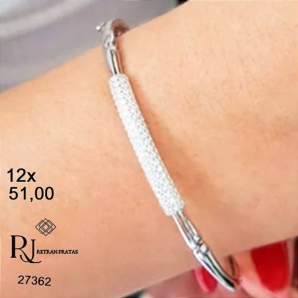 Bracelete Prata 925 Zircônias