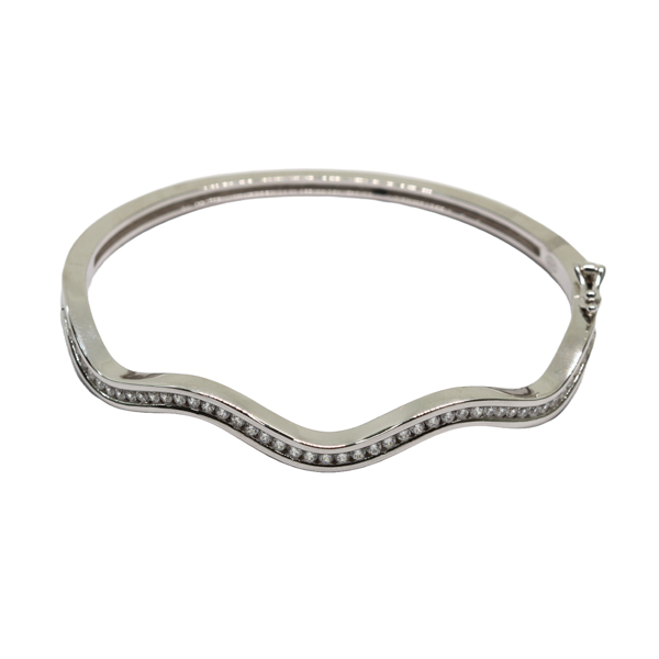 Bracelete Ondas Prata 925 Zircônias