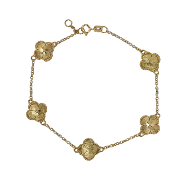 Pulseira Trevo Quatro Folhas Ouro 18k