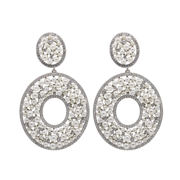 Brinco Pérola Prata 925 Zircônia