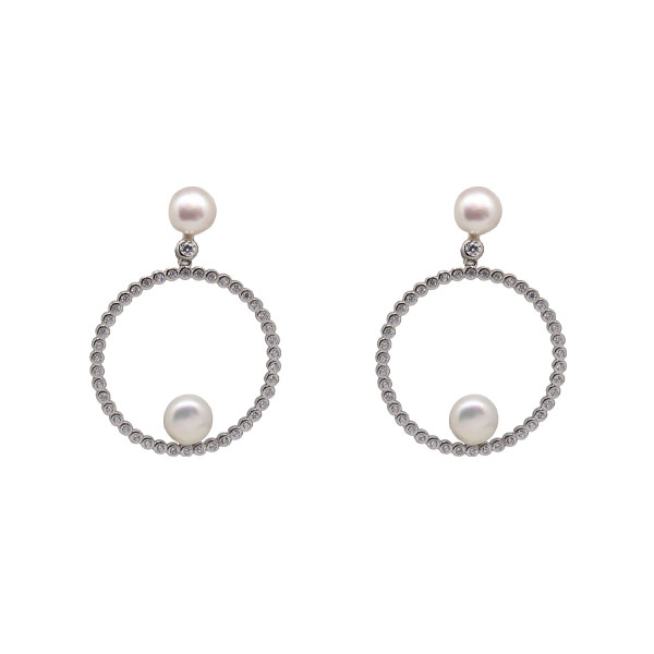 Brinco Pérola Prata 925 Zircônias