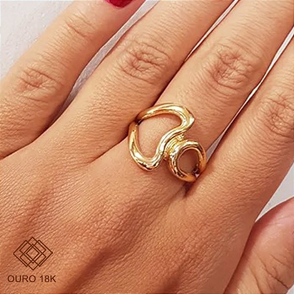 Anel Bold Vazado Ouro 18k