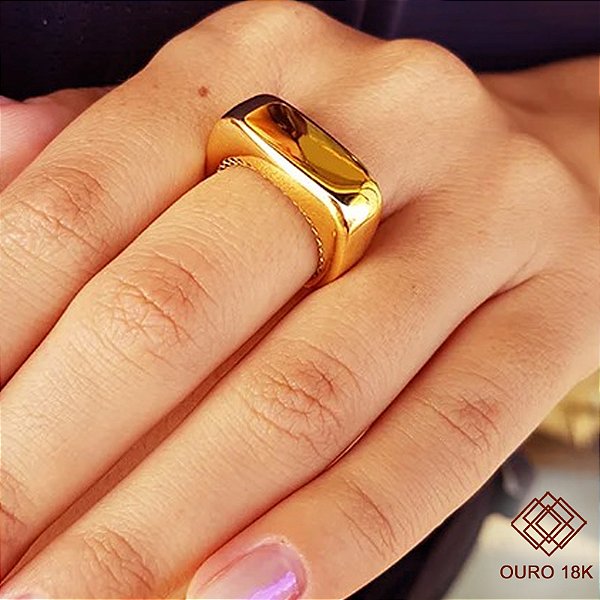 Anel Bold Quadrado Ouro 18k