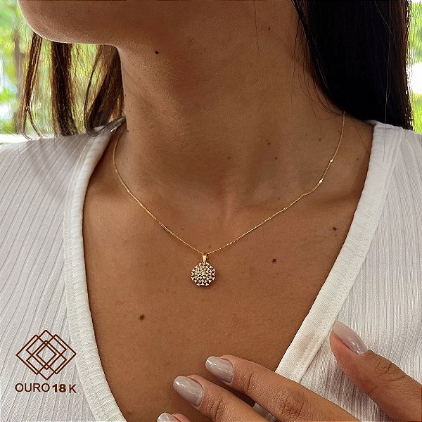 Kit Cordão Ouro 18k + Pingente Rainha Ouro 18k
