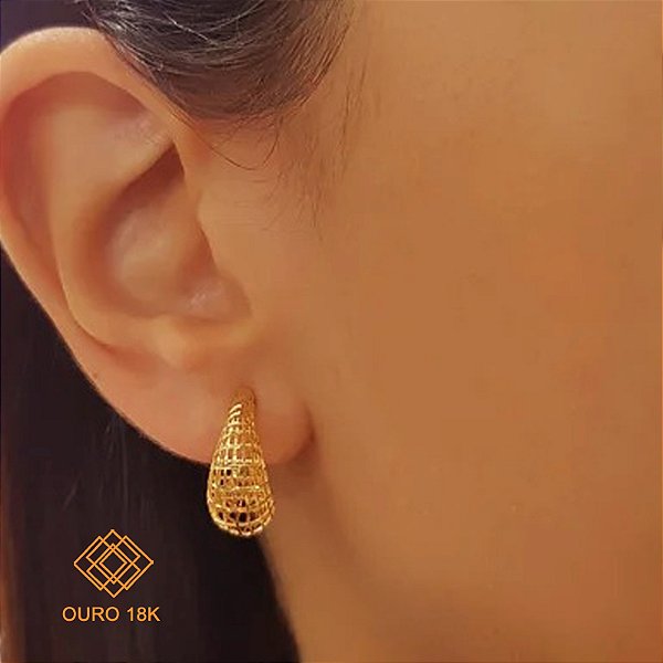 Brinco Gota Filigrana Ouro 18k