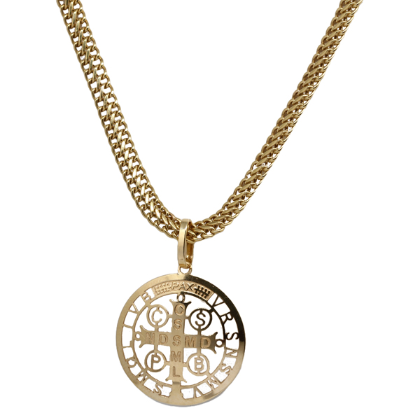 Kit Cordão Ouro 18k + Pingente São Bento Ouro 18k