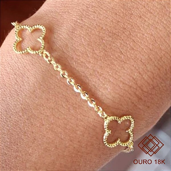 Pulseira Trevo Quatro Folhas Ouro 18k