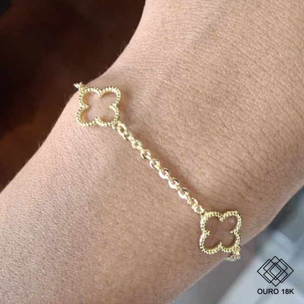 Pulseira Trevo Quatro Folhas Ouro 18k