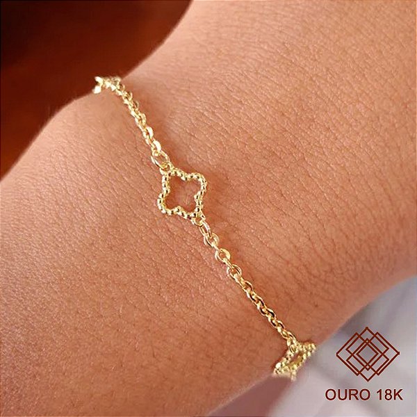 Pulseira Trevo Quatro Folhas Ouro 18k