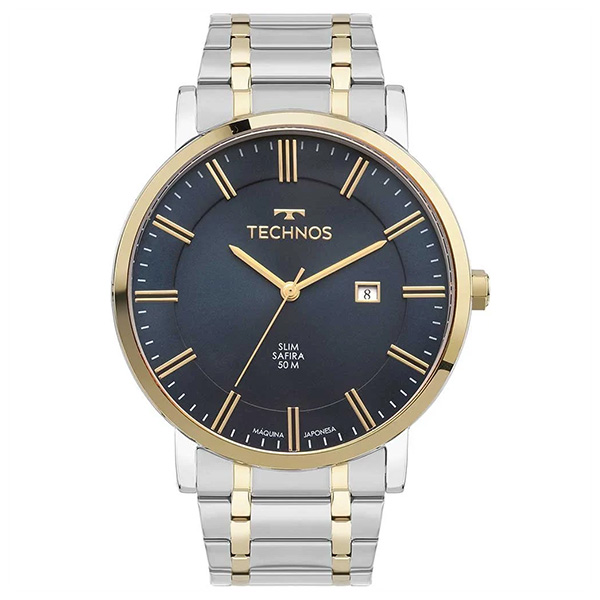 Relógio Technos Masculino Prata Slim Safira GM10YX/1A