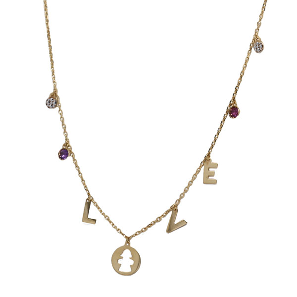 Gargantilha Love Ouro 18k Zircônias