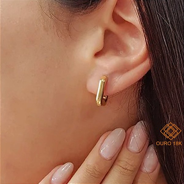 Brinco Bold Argola Quadrada Ouro 18k