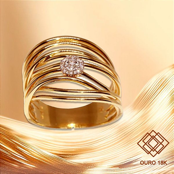 Anel Ouro 18k Diamantes