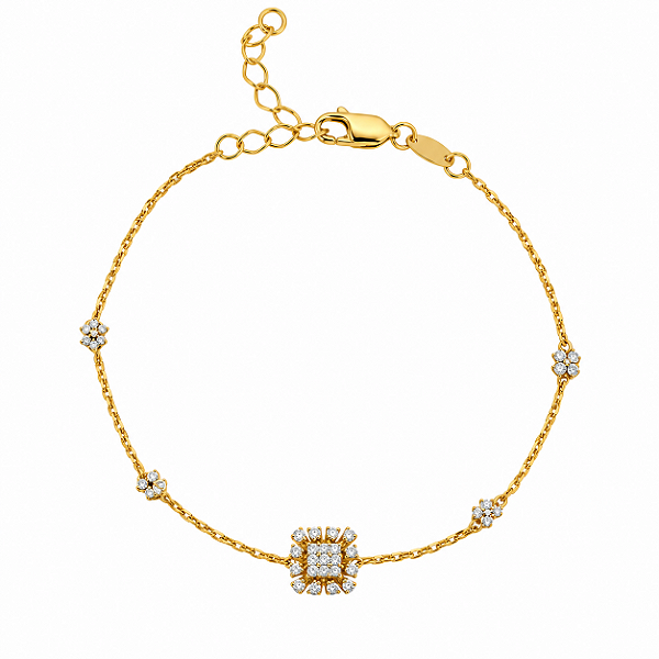 Pulseira Ouro 18k Diamante Natural