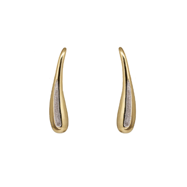 Brinco Bold Gota Ouro 18k com Ródio