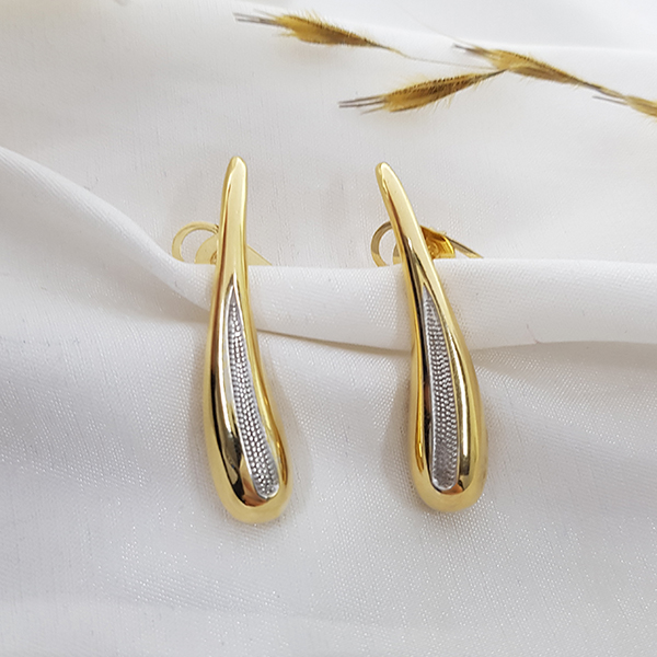 Brinco Bold Gota Ouro 18k com Ródio
