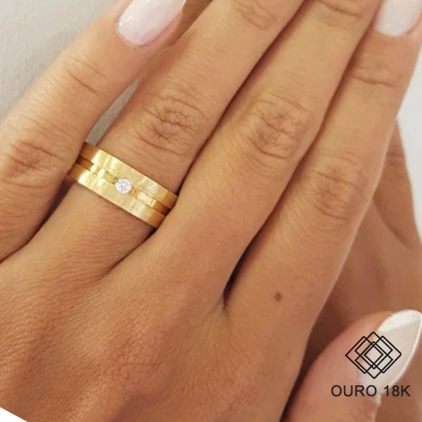 1 Aliança Casamento Ouro 18k Diamante