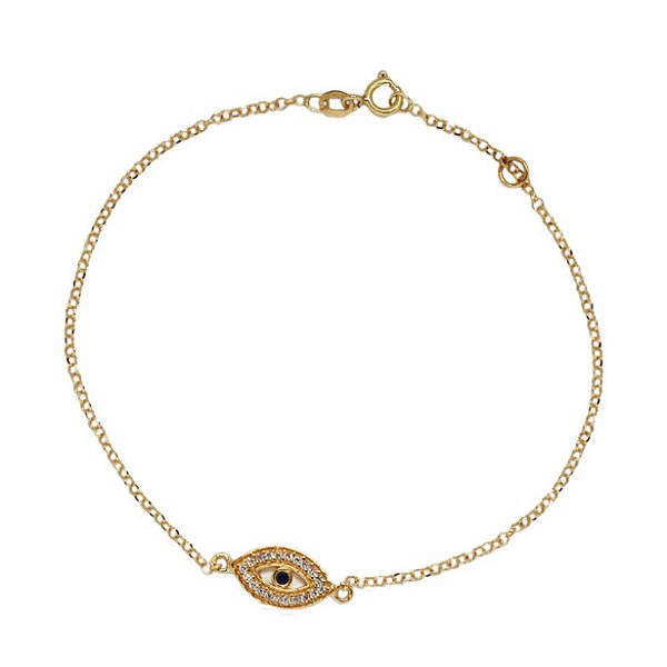 Pulseira Olho Grego Ouro 18k Zircônia