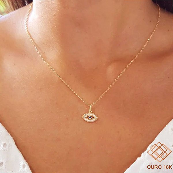 Kit Cordão Ouro 18k + Pingente Olho Grego Ouro 18k
