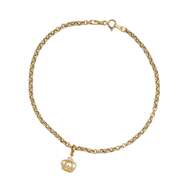 Kit Pulseira Ouro 18k + Pingente Coroa Ouro 18k