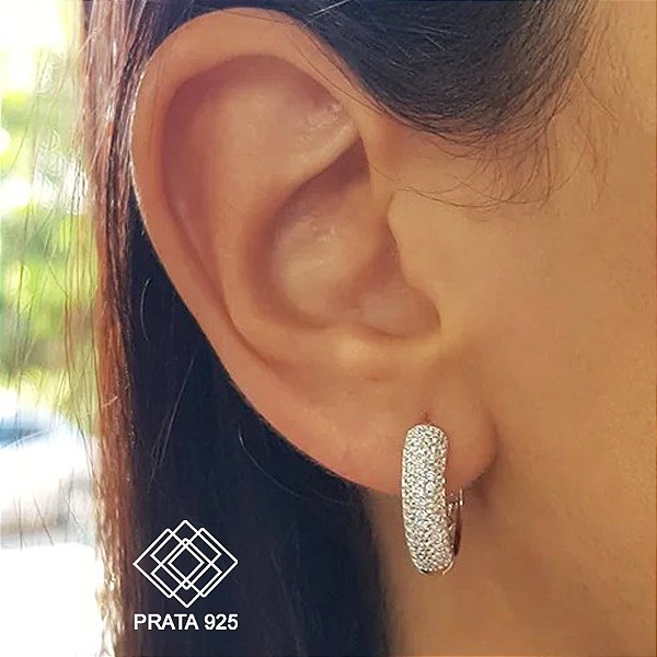 Brinco Argola Prata 925 Zircônia