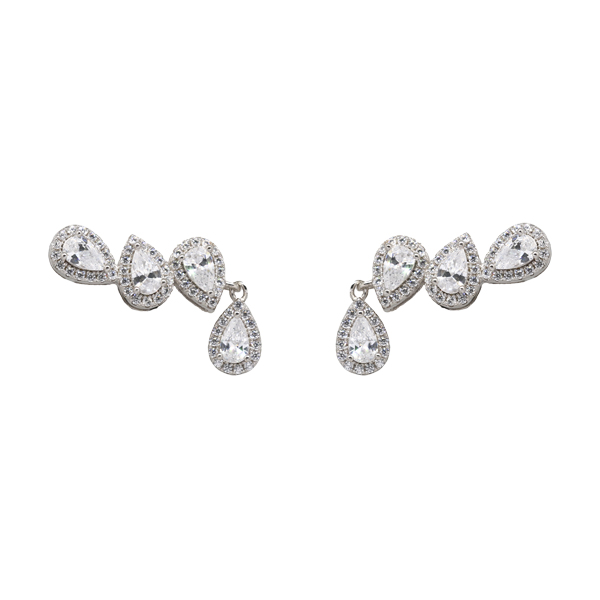 Brinco Ear Cuff Prata 925 Zircônia
