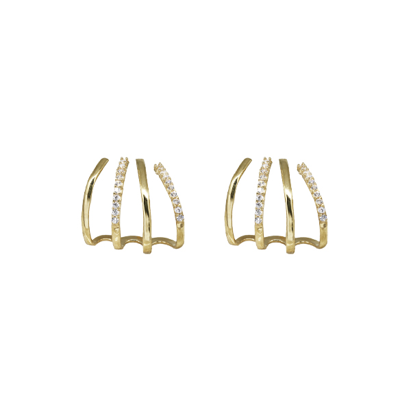 Brinco Garfo Ouro 18k Zircônia
