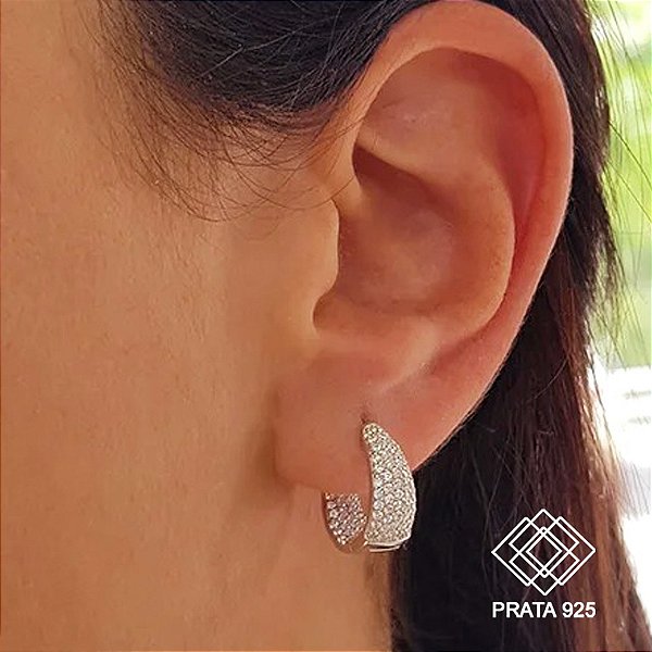 Brinco Argola Prata 925 Zircônia
