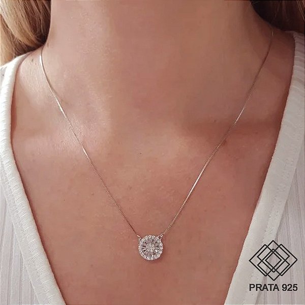 Gargantilha Chuveiro Prata 925 Zircônia