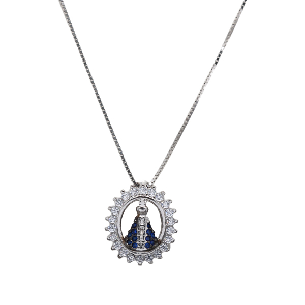 Gargantilha Nossa Senhora Aparecida Prata 925 Zircônia