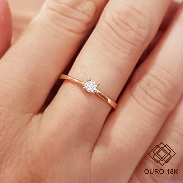 Anel Solitário Ouro 18k Brilhante Moissanite 15 pts