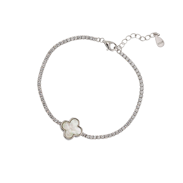 Pulseira Trevo Quatro Folhas Prata 925 Zircônia - cod27695