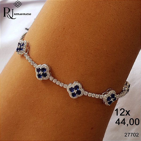 Pulseira Riviera Trevo Prata 925 Zircônia
