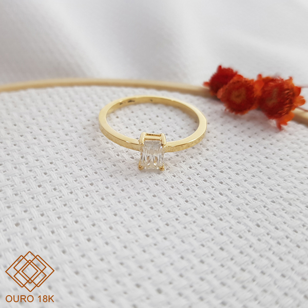 Anel Solitário Ouro 18k Brilhante Moissanite 16Pts