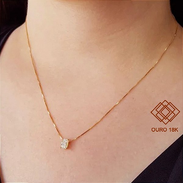 Gargantilha Ponto de Luz Ouro 18k Diamante Cultivado 16pts