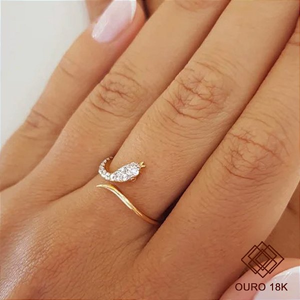 Anel Cobra Ouro 18k Zircônia