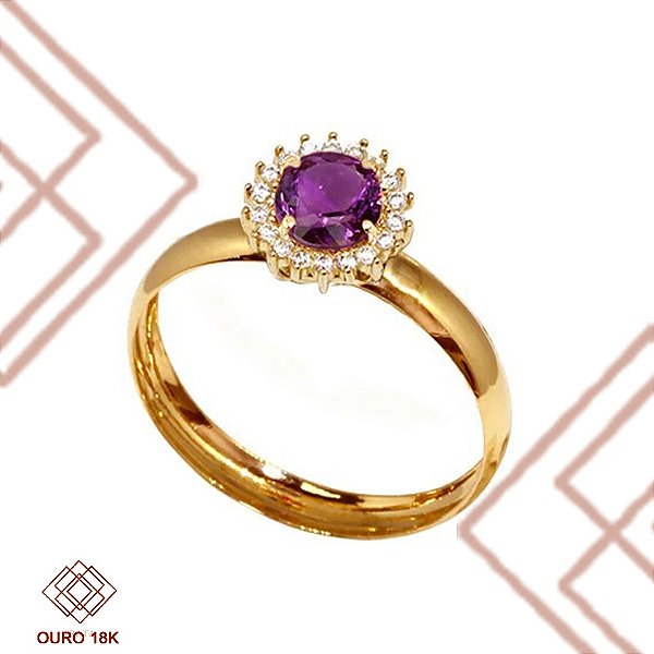 Anel Formatura História Ouro 18k Zircônia - Sem emblema