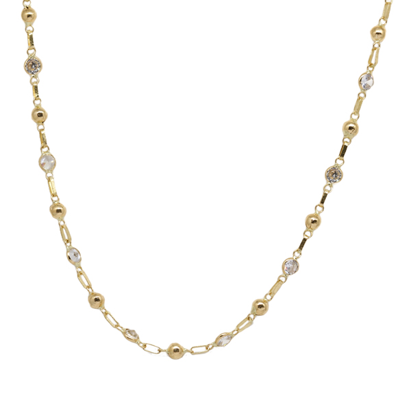 Gargantilha Esferas Ouro 18k Zircônia - 45cm