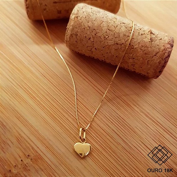 Kit Cordão Ouro 18k + Pingente Coração Ouro 18k