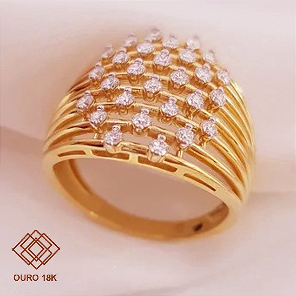 Anel Ouro 18k Diamante Cultivado 56 pts
