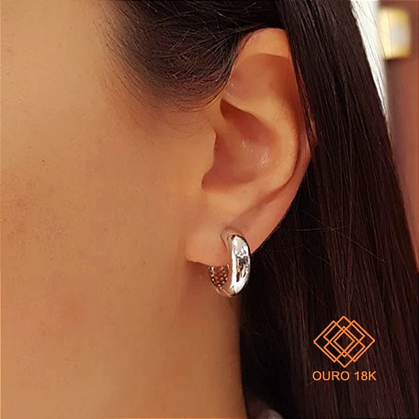Brinco Argola Ouro Branco 18k