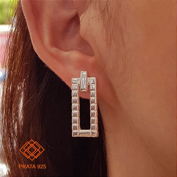 Brinco Quadrado em Prata 925