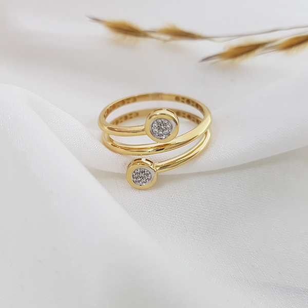 Anel Espiral Ouro 18k Zircônia