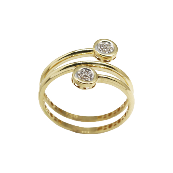 Anel Espiral Ouro 18k Zircônia