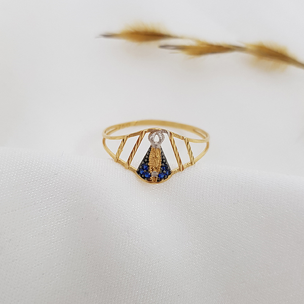 Anel Nossa Senhora Aparecida Ouro 18k Zircônia